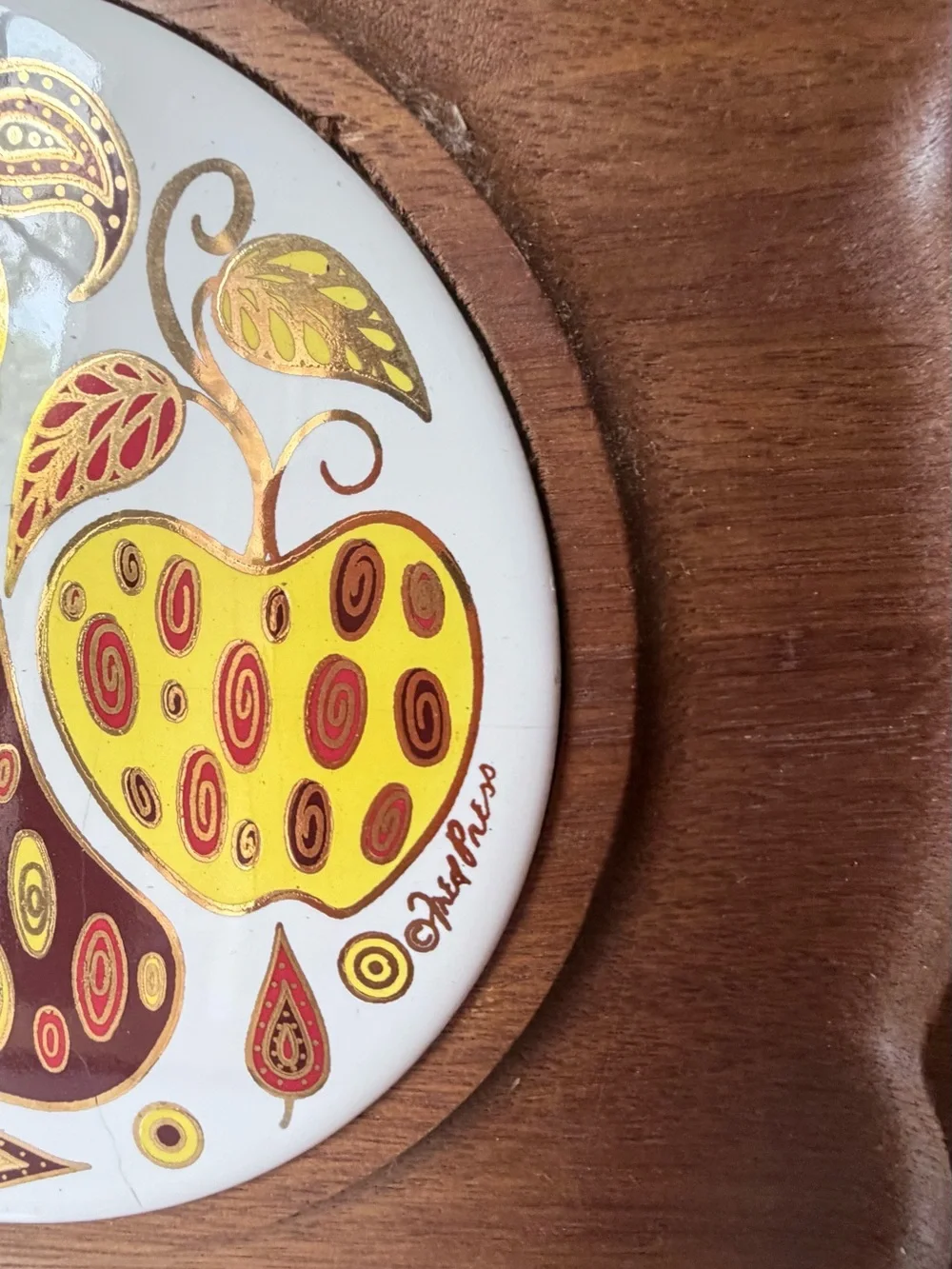 vintage Fred Press mid-century modern wooden serving tray and cheese board